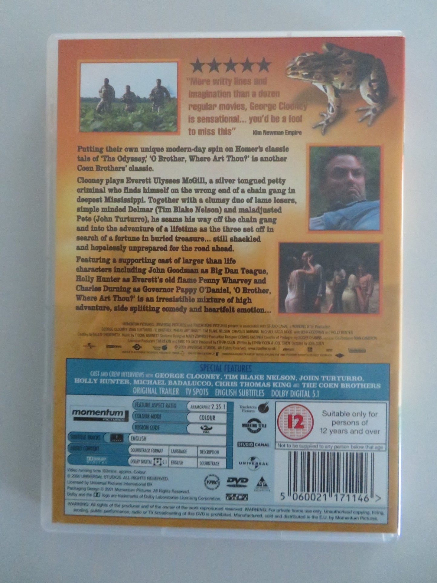 O BROTHER, WHERE ART THOU? (DVD) GEORGE CLOONEY JOHN TURTURRO 2000 REGION 2 Movie posters