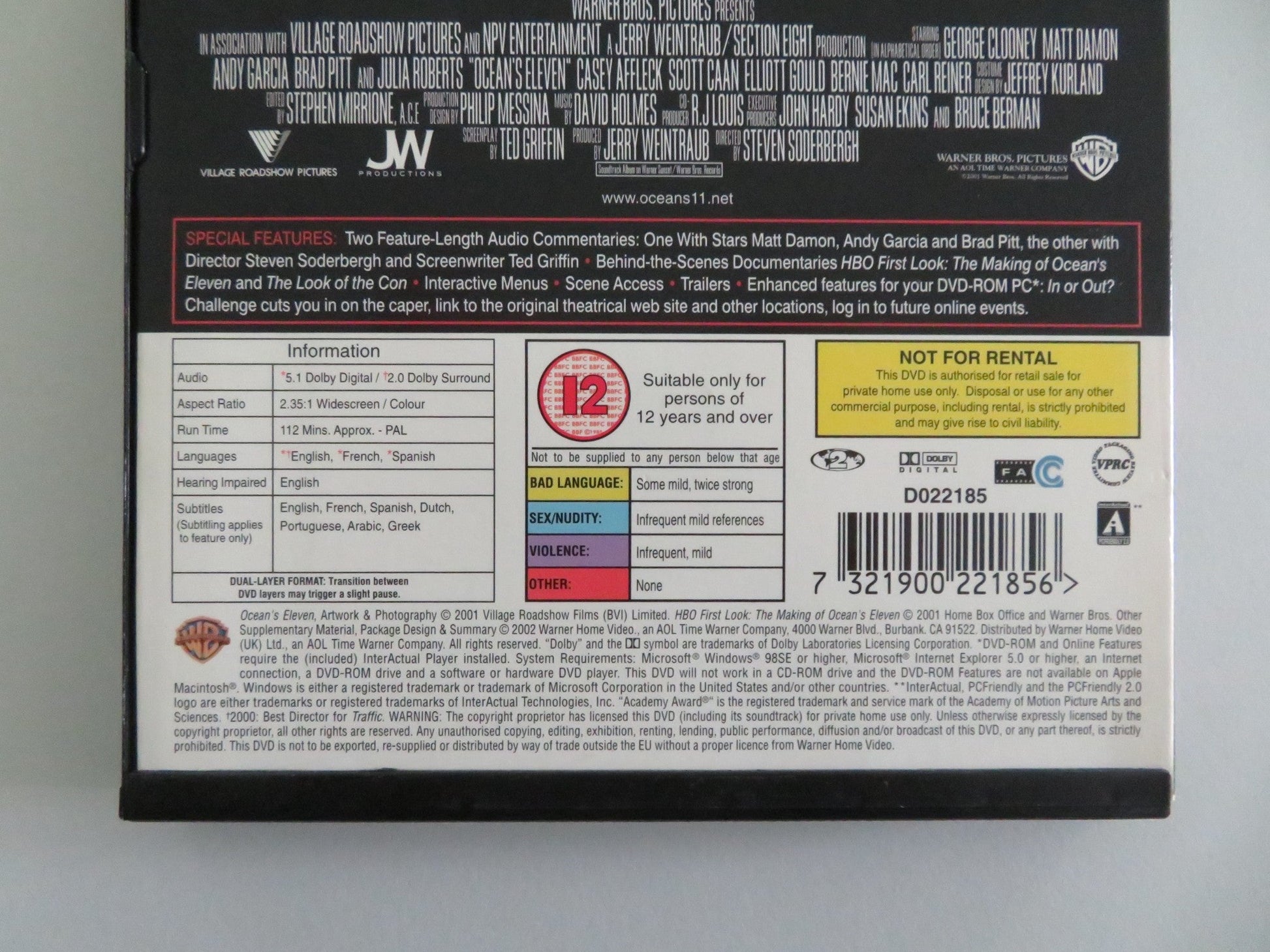 Ocean's Eleven - B (DVD) George Clooney Brad Pitt Matt Damon 2001 Region 2 Movie posters
