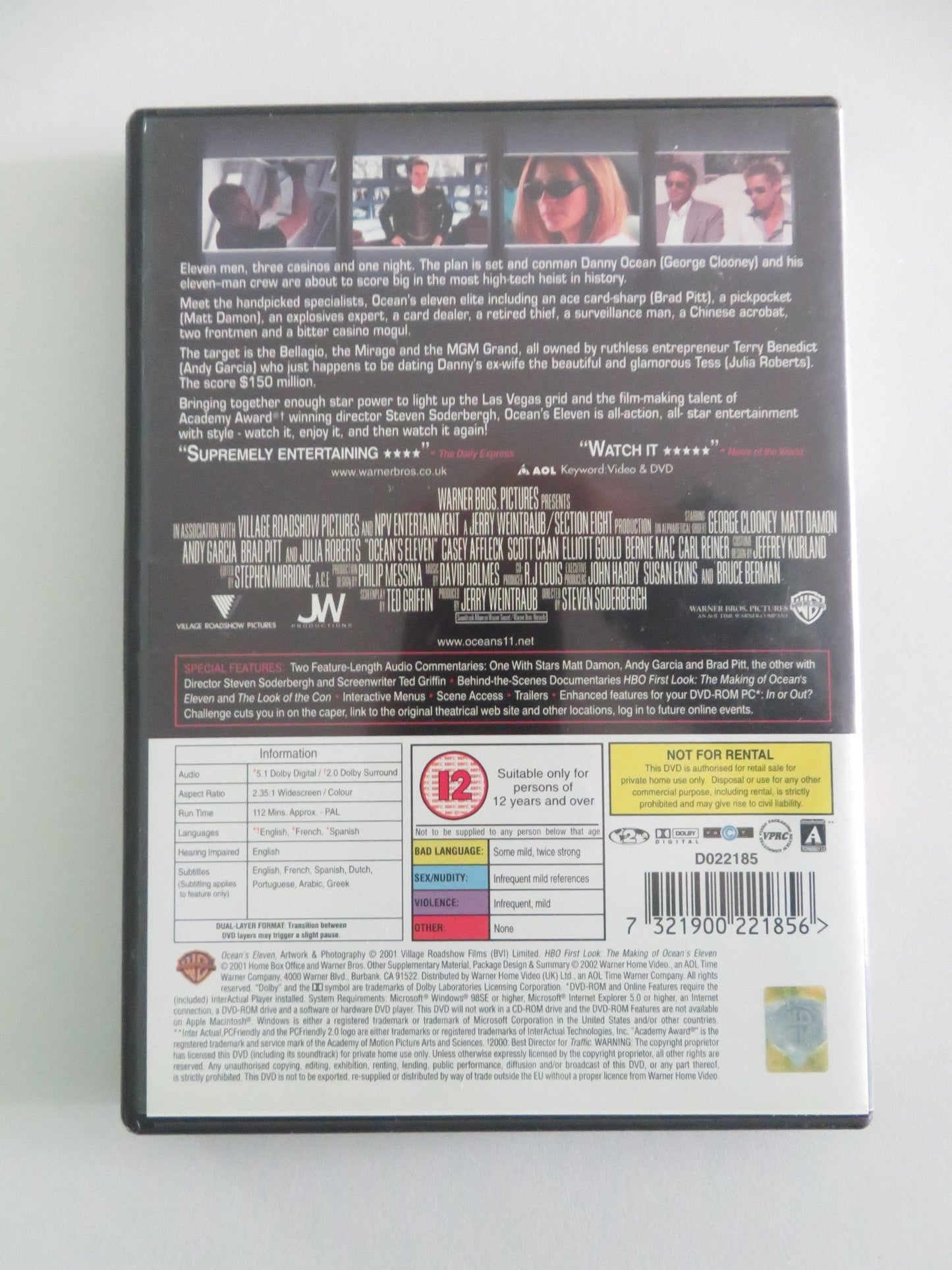 Ocean's Eleven (DVD) George Clooney Brad Pitt Matt Damon 2001 Region 2 Movie posters