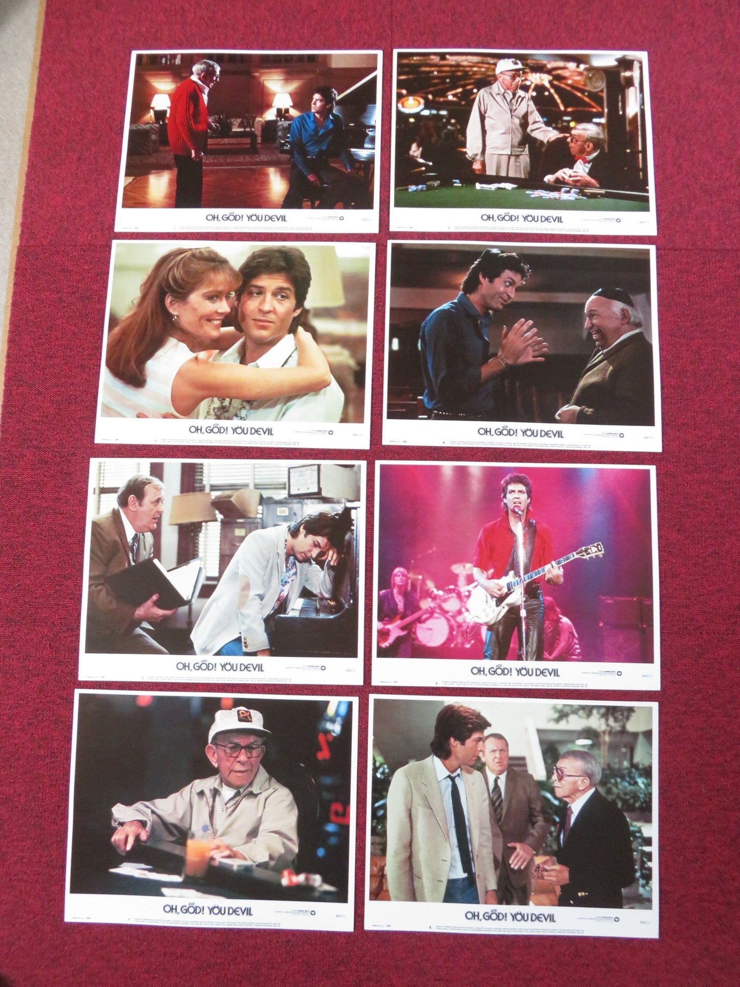 OH GOD! YOU DEVIL US LOBBY CARD FULL SET GEORGE BURNS TED WASS 1984 Rendezvous Cinema Movie posters