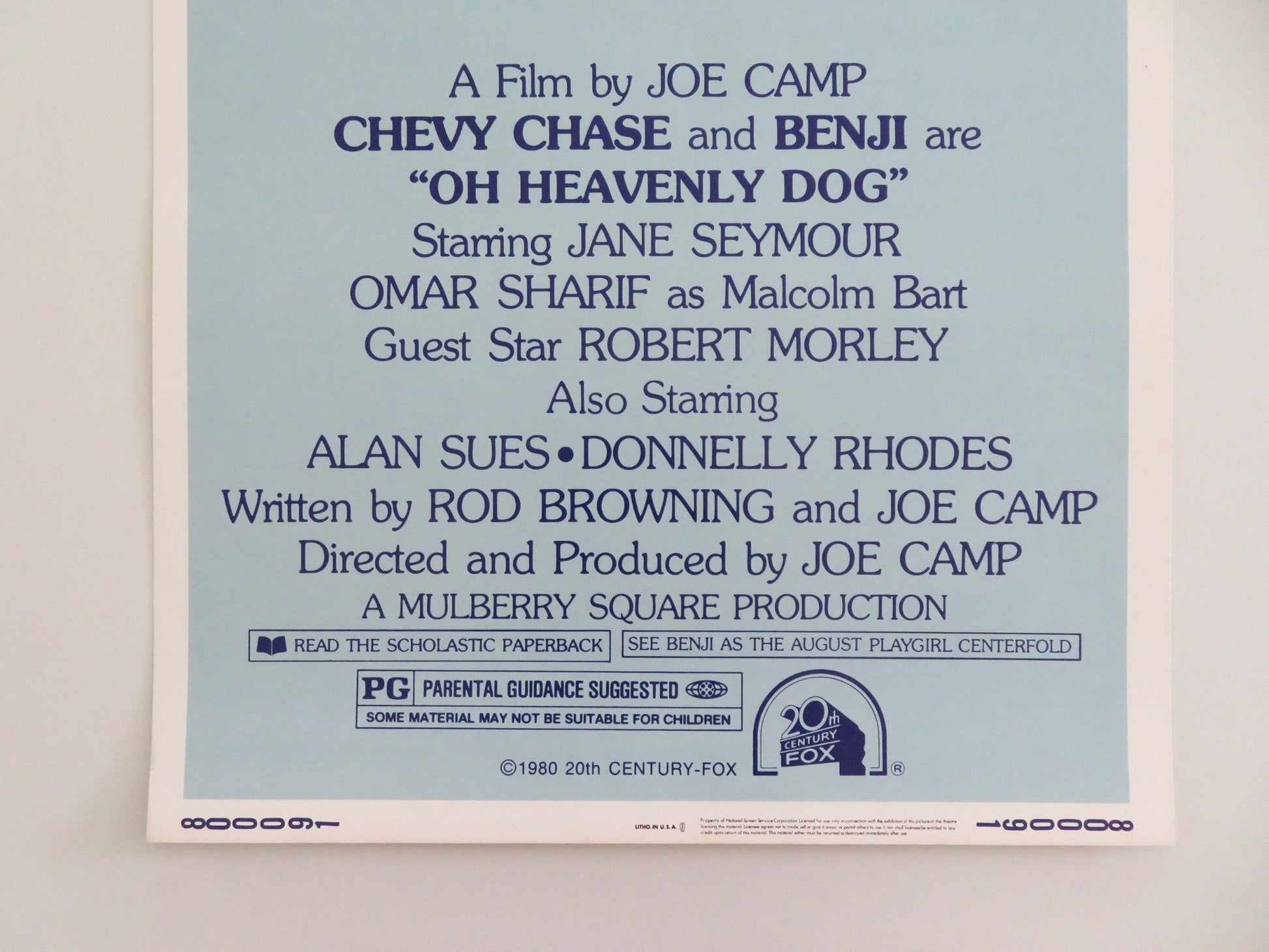 OH HEAVENLY DOG US INSERT POSTER CHEVY CHASE BENJI JANE SEYMOUR 1980 Movie posters