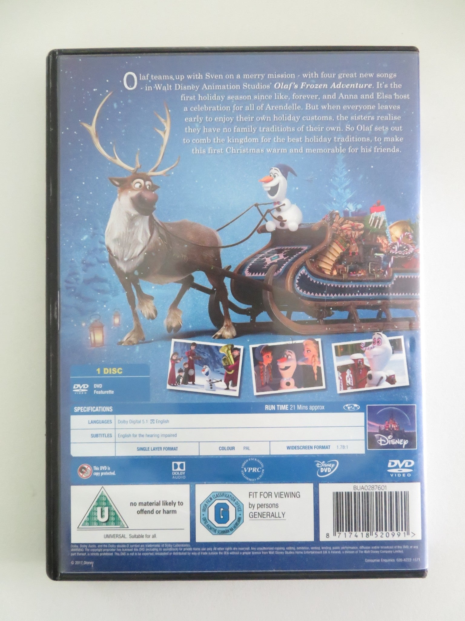 Olaf's Frozen Adventure (DVD) Disney Josh Gad Idina Menzel 2017 Region 2 Movie posters