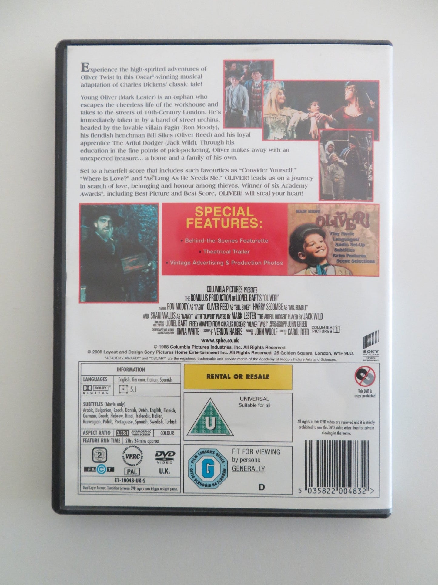 OLIVER! (DVD) RON MOODY OLIVER REED 1968 REGION 2 - Rendezvous Cinema