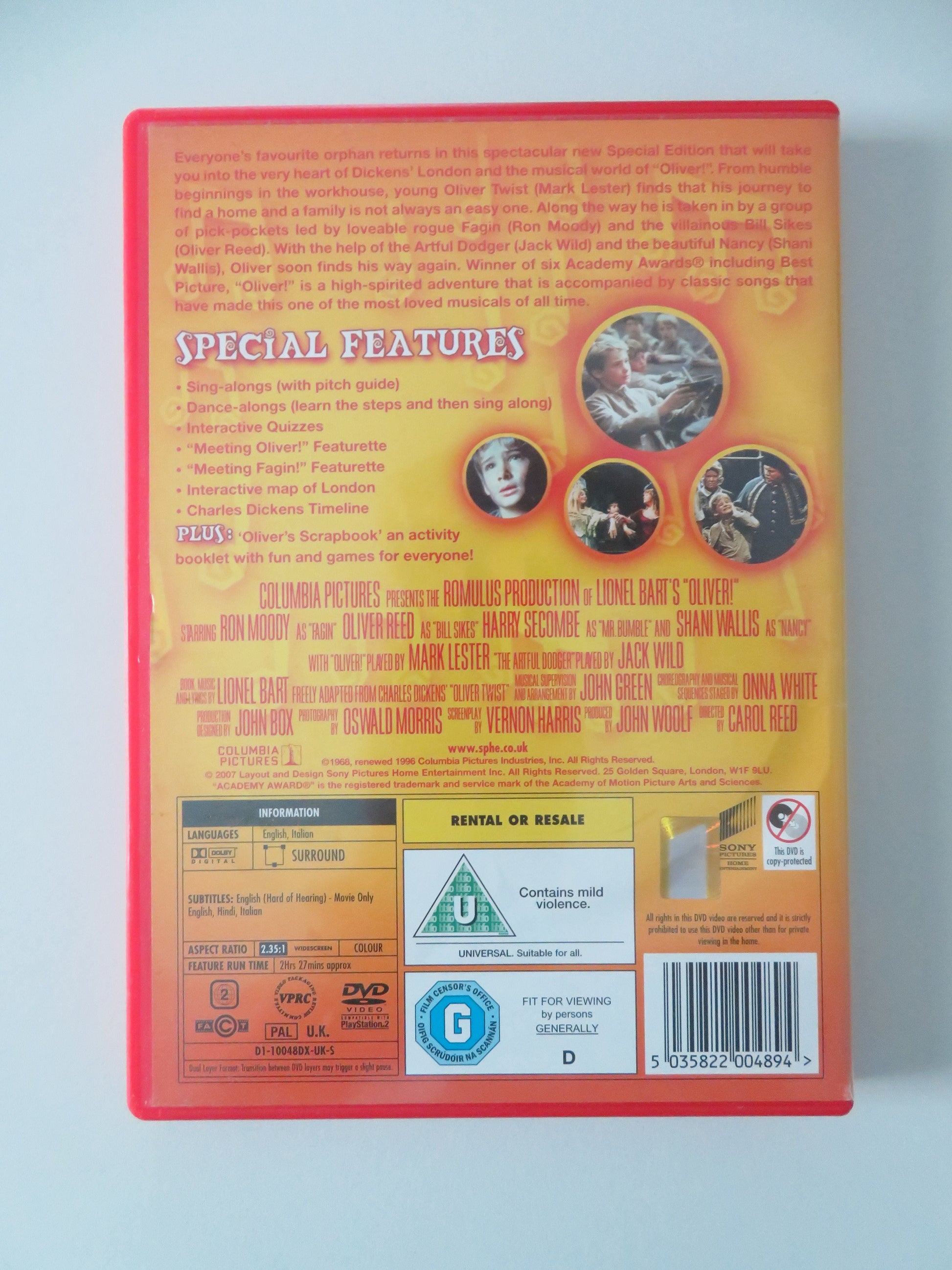 Oliver! - Special Edition (DVD) Mark Lester Ron Moody Oliver Reed 1968 Region 2 Movie posters