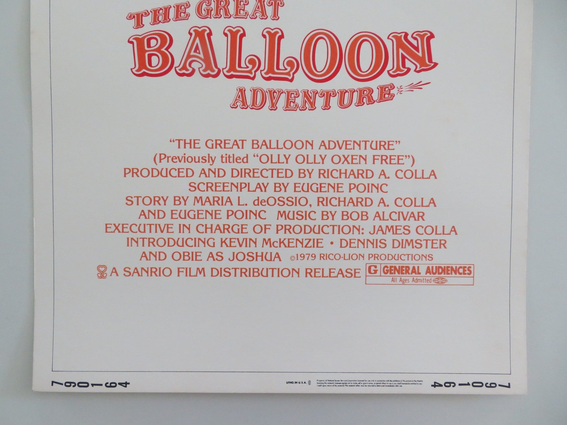 OLLY, OLLY, OXEN FREE US INSERT POSTER KATHARINE HEPBURN KEVIN MCKENZIE 1979 Movie posters