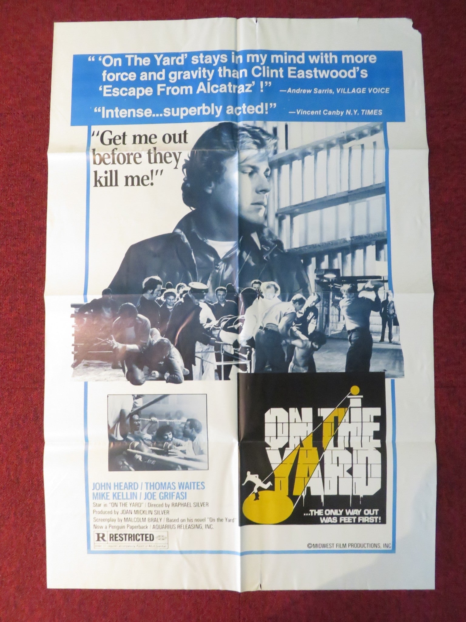 ON THE YARD FOLDED US ONE SHEET POSTER JOHN HEARD THOMAS G. WAITES 1978 Rendezvous Cinema Movie posters