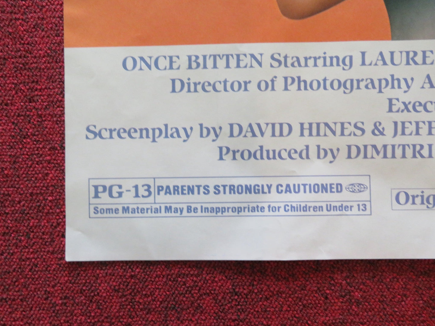 ONCE BITTEN FOLDED US ONE SHEET POSTER LAUREN HUTTON JIM CARREY 1985 Rendezvous Cinema Movie posters