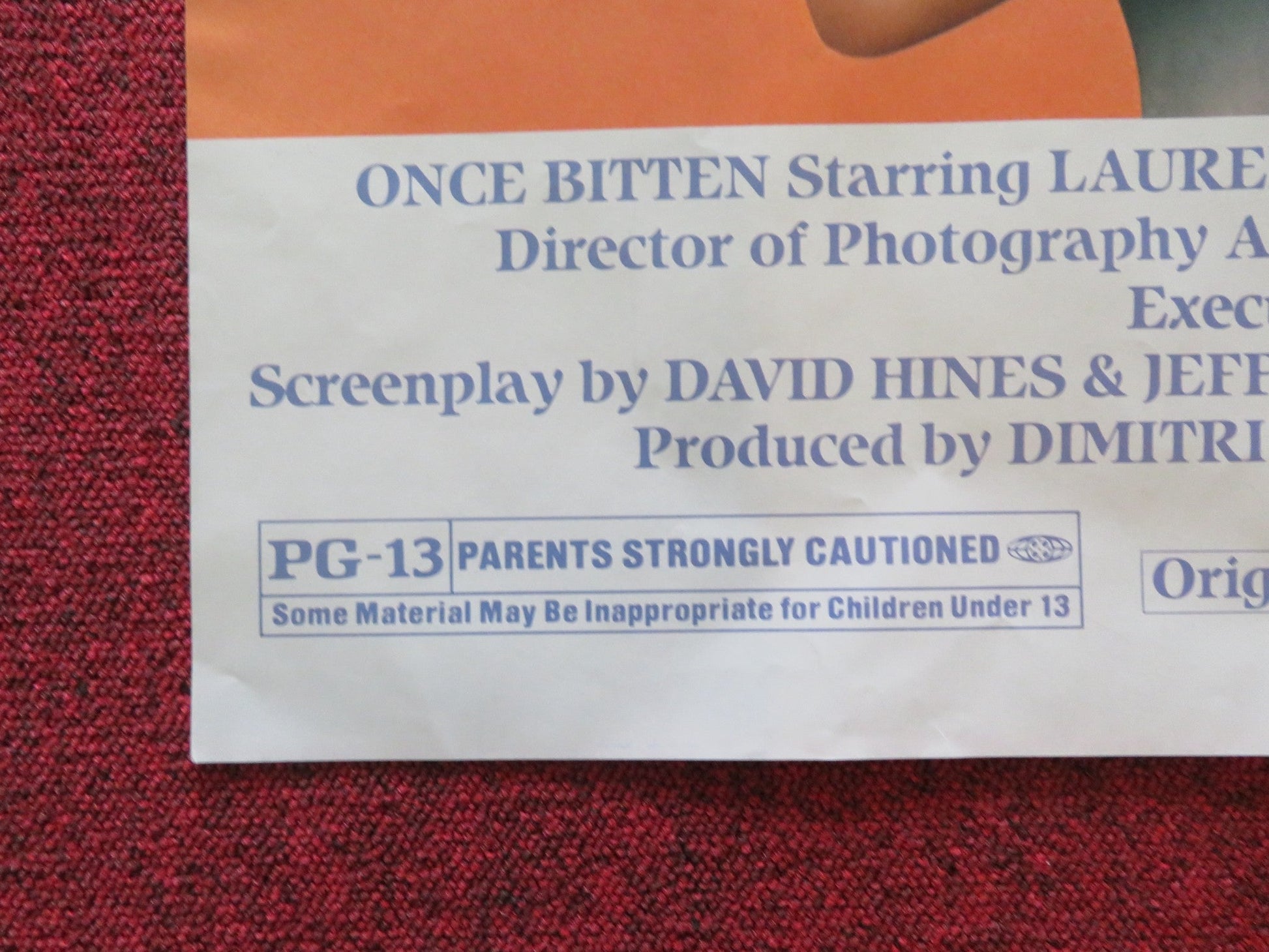 ONCE BITTEN FOLDED US ONE SHEET POSTER LAUREN HUTTON JIM CARREY 1985 Rendezvous Cinema Movie posters