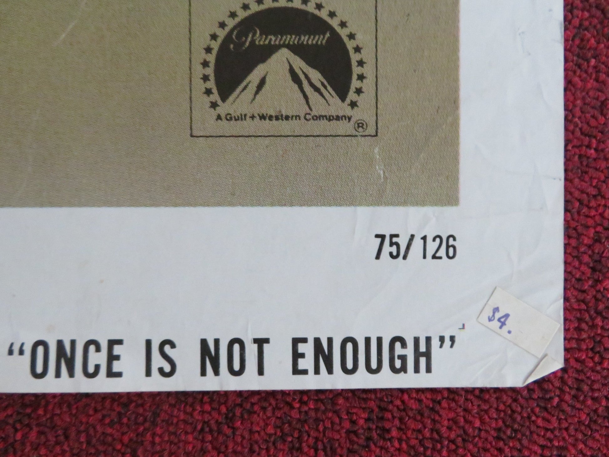 ONCE IS NOT ENOUGH - B TEASER FOLDED US ONE SHEET POSTER KIRK DOUGLAS 1975 Rendezvous Cinema Movie posters