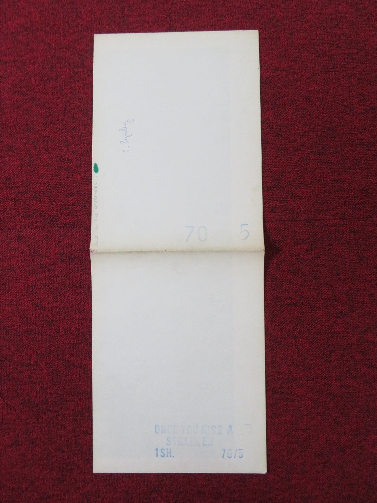 ONCE YOU KISS A STRANGER... FOLDED US ONE SHEET POSTER PAUL BURKE C. LYNLEY 1969 Rendezvous Cinema Movie posters