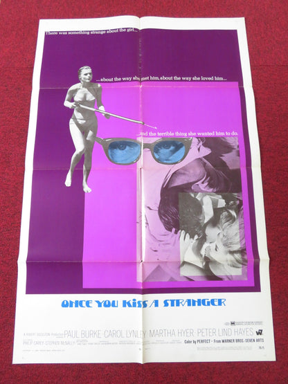 ONCE YOU KISS A STRANGER... FOLDED US ONE SHEET POSTER PAUL BURKE C. LYNLEY 1969 Rendezvous Cinema Movie posters
