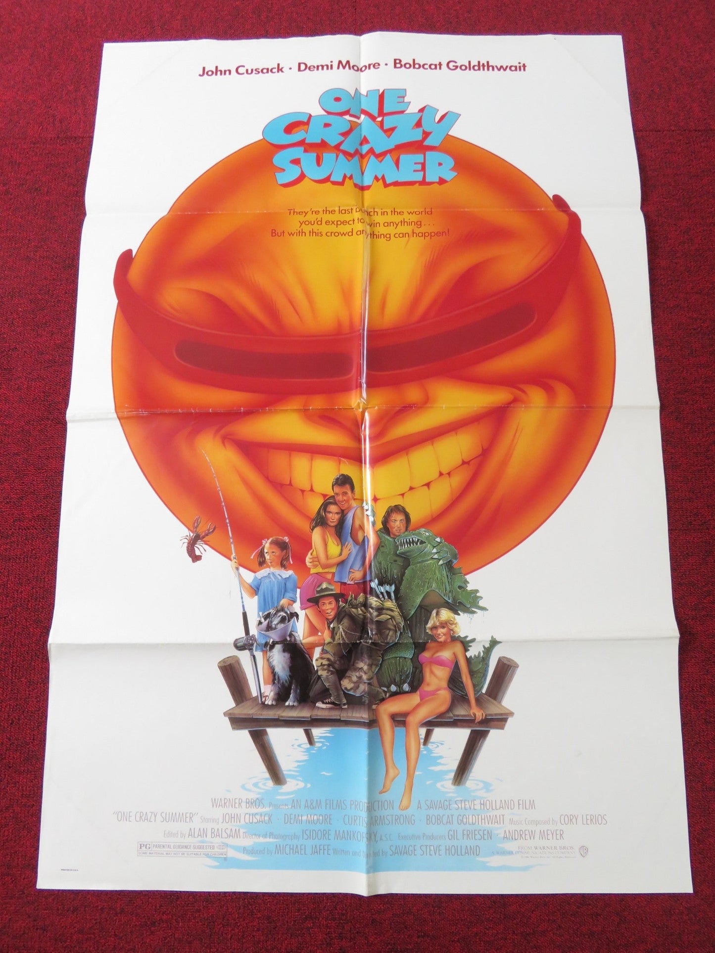 ONE CRAZY SUMMER FOLDED US ONE SHEET POSTER JOHN CUSACK LINDA WARREN 1986 Rendezvous Cinema Movie posters
