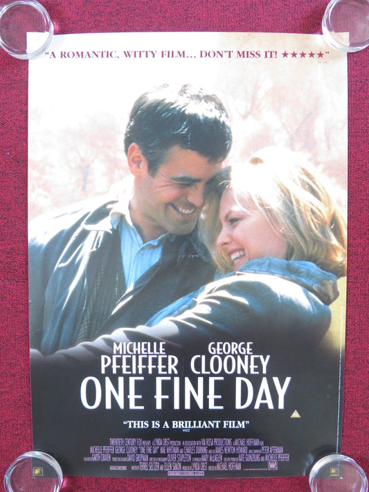 ONE FINE DAY VHS VIDEO POSTER ROLLED GEORGE CLOONEY MICHELLE PFEIFFER 1996 Rendezvous Cinema Movie posters