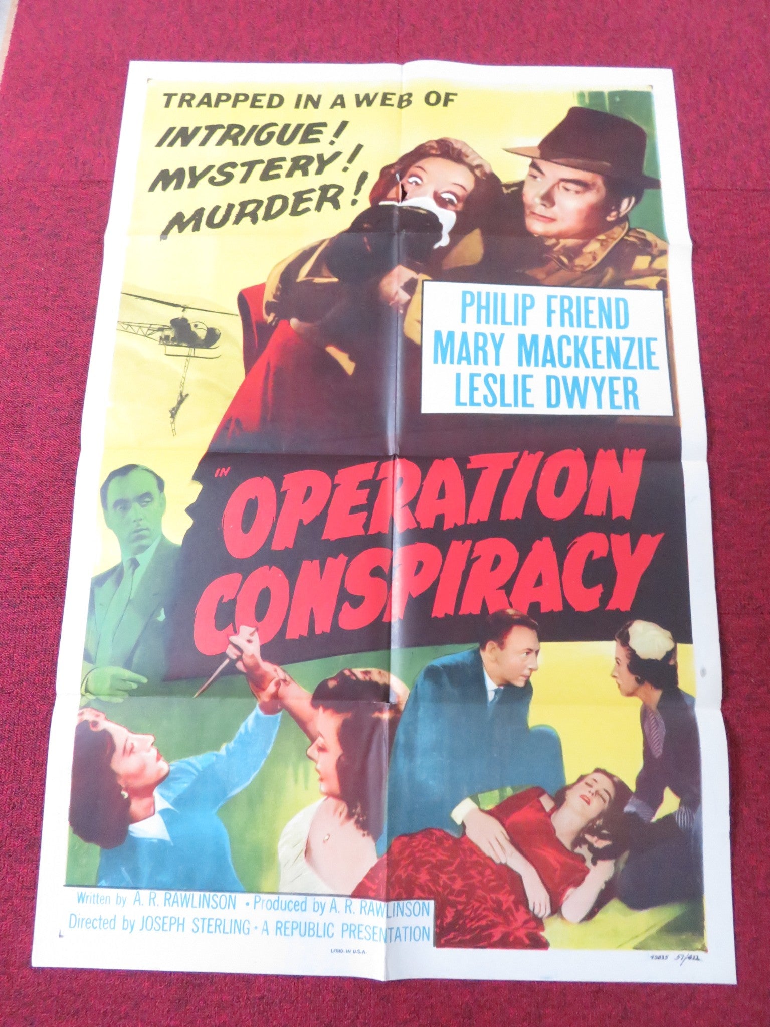 OPERATION CONSPIRACY FOLDED US ONE SHEET POSTER PHILIP FRIEND M. MACKENZIE 1956 Rendezvous Cinema Movie posters