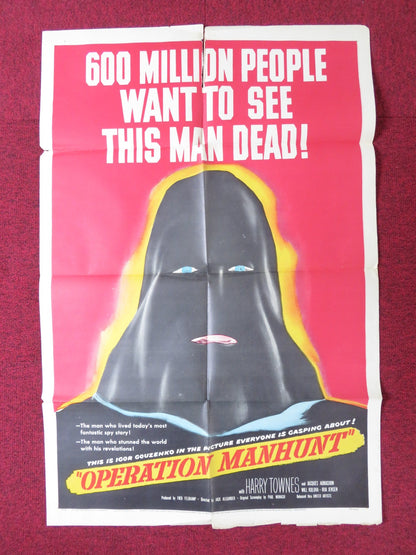OPERATION MANHUNT FOLDED US ONE SHEET POSTER HARRY TOWNES IRJA JENSEN 1954 Rendezvous Cinema Movie posters