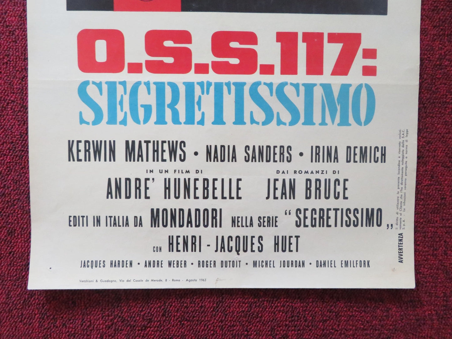OSS 117 SEGRETISSIMO ITALIAN LOCANDINA POSTER KERWIN MATHEWS NADIA SANDERS 1963 Rendezvous Cinema Movie posters