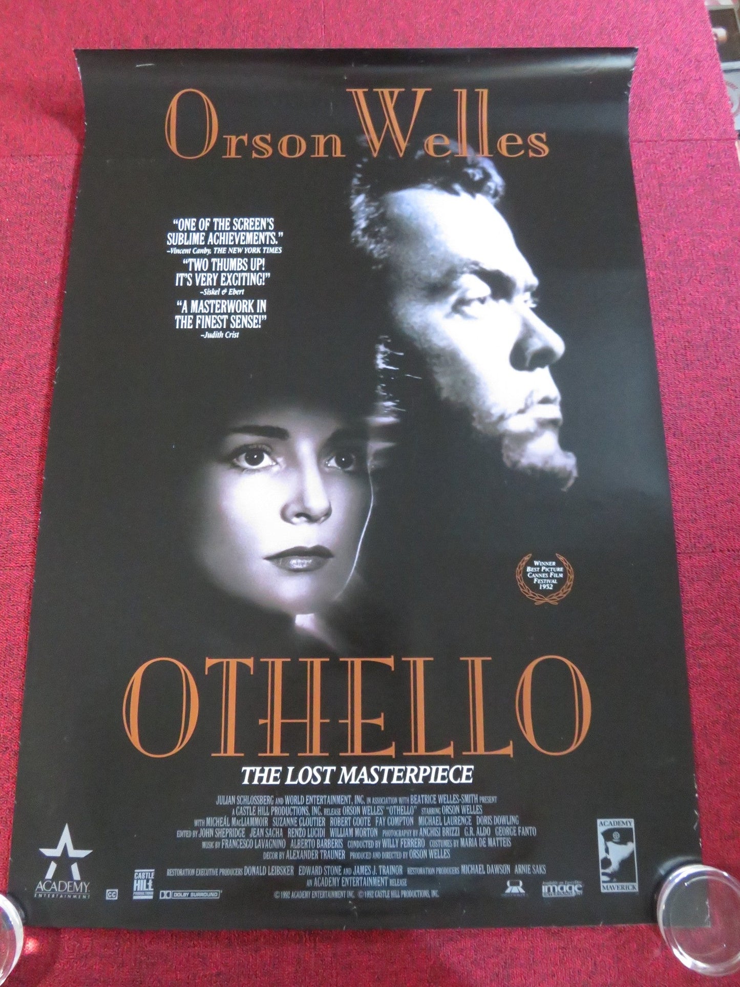 OTHELLO VHS VIDEO POSTER ROLLED ORSON WELLES SUZANNE CLOUTIER 1992 Rendezvous Cinema Movie posters