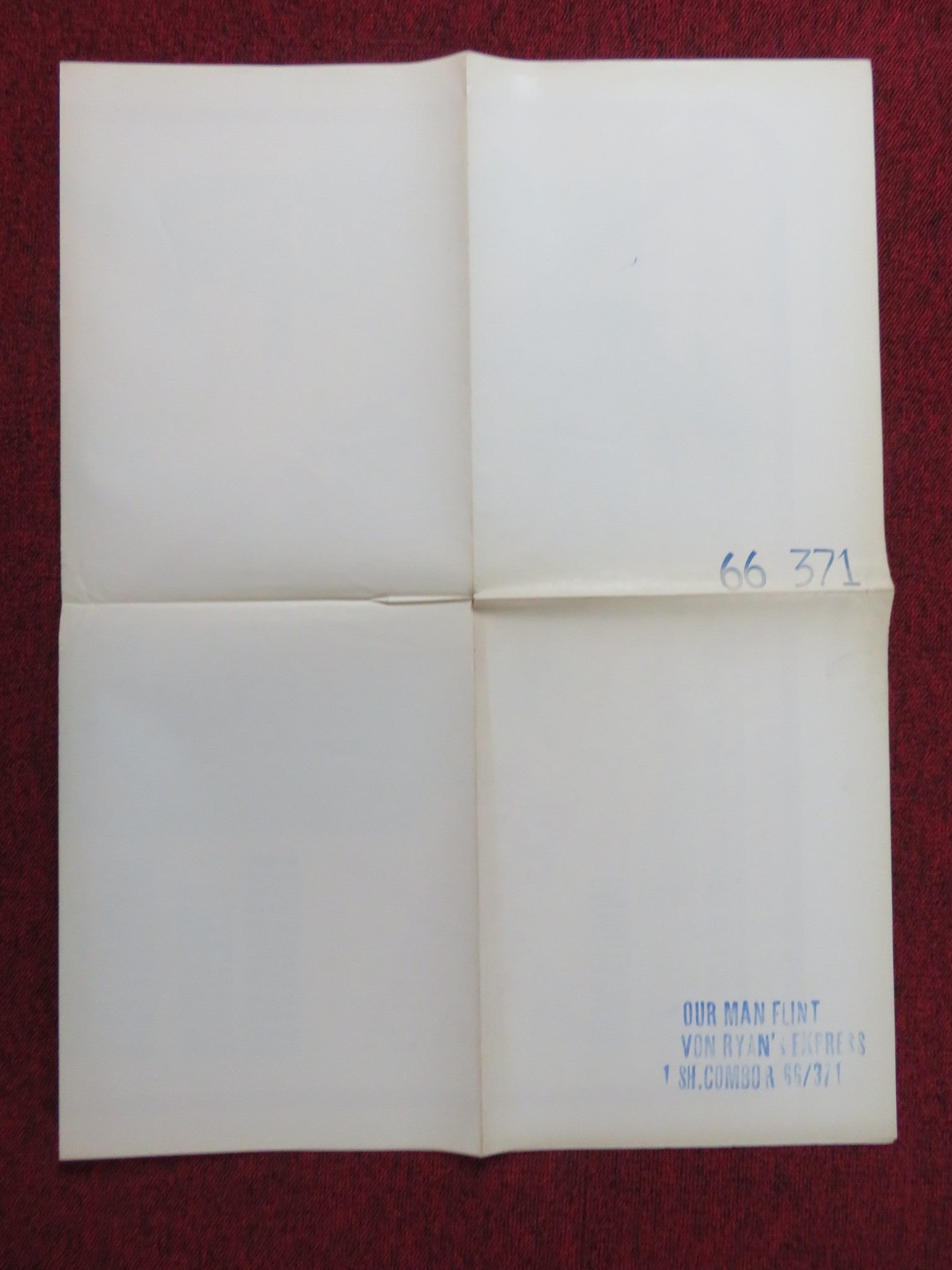 OUR MAN FLINT / VON RYAN'S EXPRESS COMBO FOLDED US ONE SHEET POSTER COBURN 1966 Rendezvous Cinema Movie posters