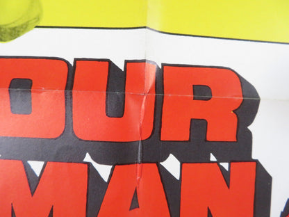 OUR MAN FLINT / VON RYAN'S EXPRESS COMBO FOLDED US ONE SHEET POSTER COBURN 1966 Rendezvous Cinema Movie posters