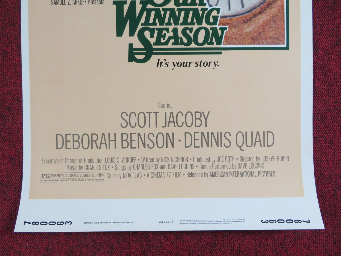 OUR WINNING SEASON US INSERT POSTER SCOTT JACOBY DEBORAH BENSON 1978 Rendezvous Cinema Movie posters