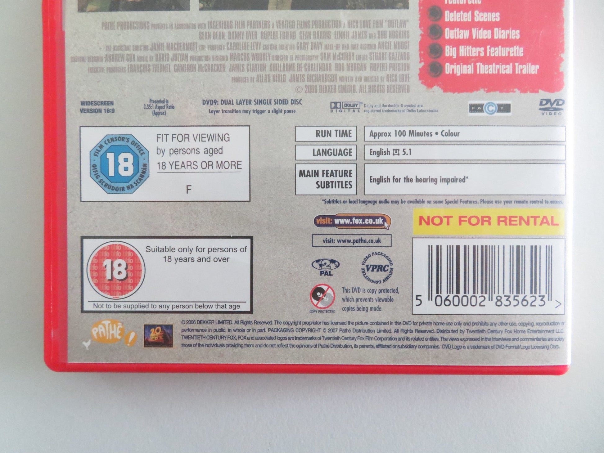 Outlaw (DVD) Sean Bean Danny Dyer Bob Hoskins 2007 Region 2 Movie posters