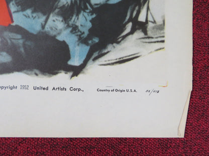 OUTPOST IN MALAYA FOLDED US ONE SHEET POSTER CLAUDETTE COLBERT JACK HAWKINS 1952 Rendezvous Cinema Movie posters