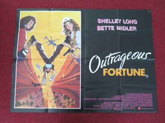 Outrageous Fortune UK Quad Poster Folded Shelley Long Bette Midler 1987 Movie posters