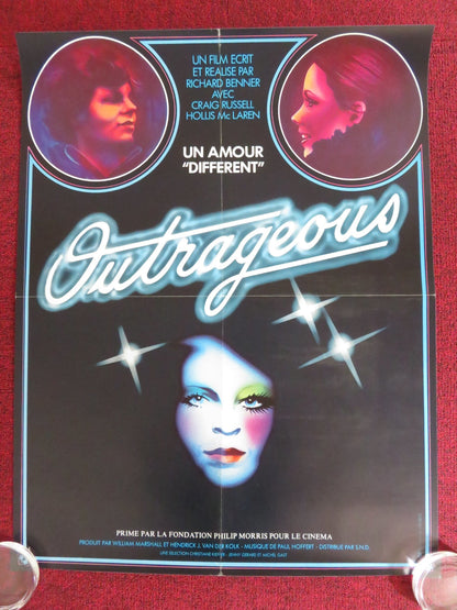 OUTRAGEOUS! FRENCH POSTER ROLLED CRAIG RUSSEL HOLLIS MCLAREN 1978 Rendezvous Cinema Movie posters