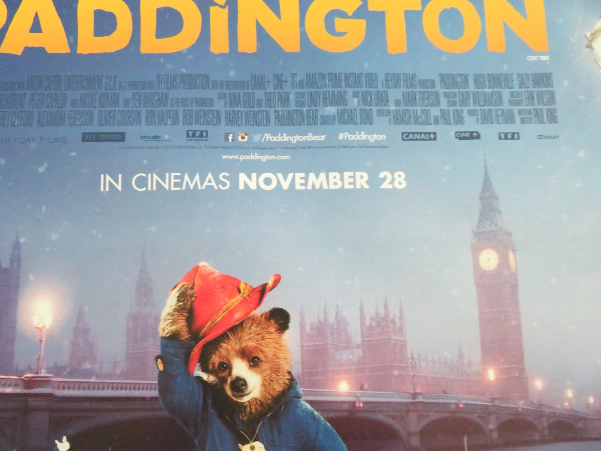 PADDINGTON UK QUAD ROLLED POSTER BEN WHISHAW HUGH BONNEVILLE 2014 Movie posters