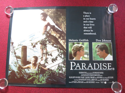 PARADISE UK QUAD ROLLED POSTER DON JOHNSON MELANIE GRIFFITH ELIJAH WOOD 1991 Rendezvous Cinema Movie posters