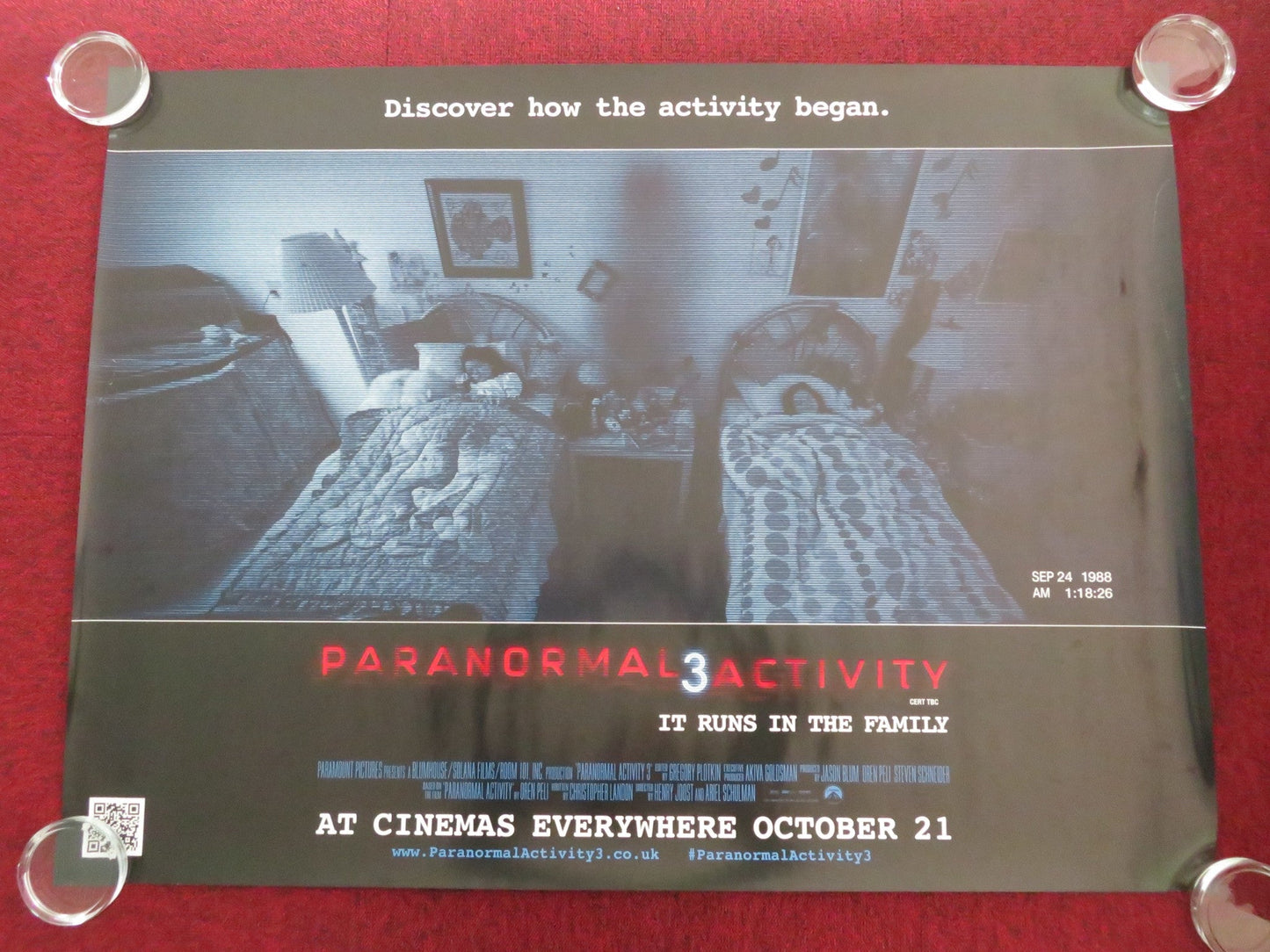 PARANORMAL ACTIVITY 3 - A UK QUAD ROLLED POSTER LAUREN BITTNER 2011 Movie posters