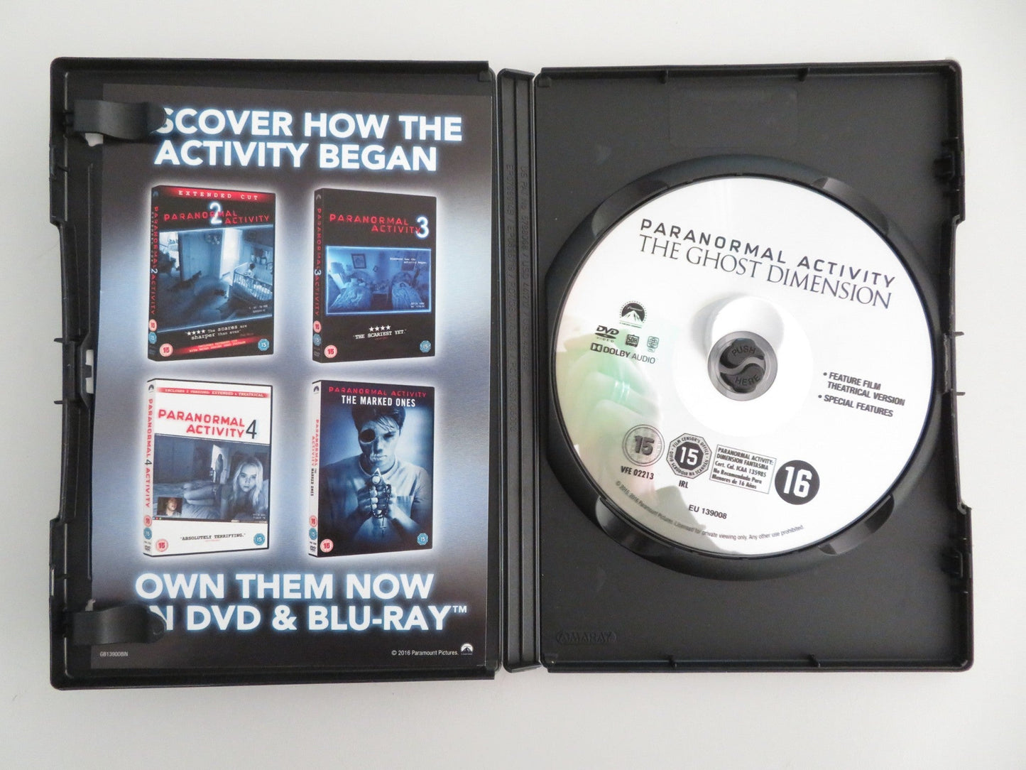 Paranormal Activity The Ghost Dimension (DVD) Chris J. Murray 2015 Region 2 Movie posters