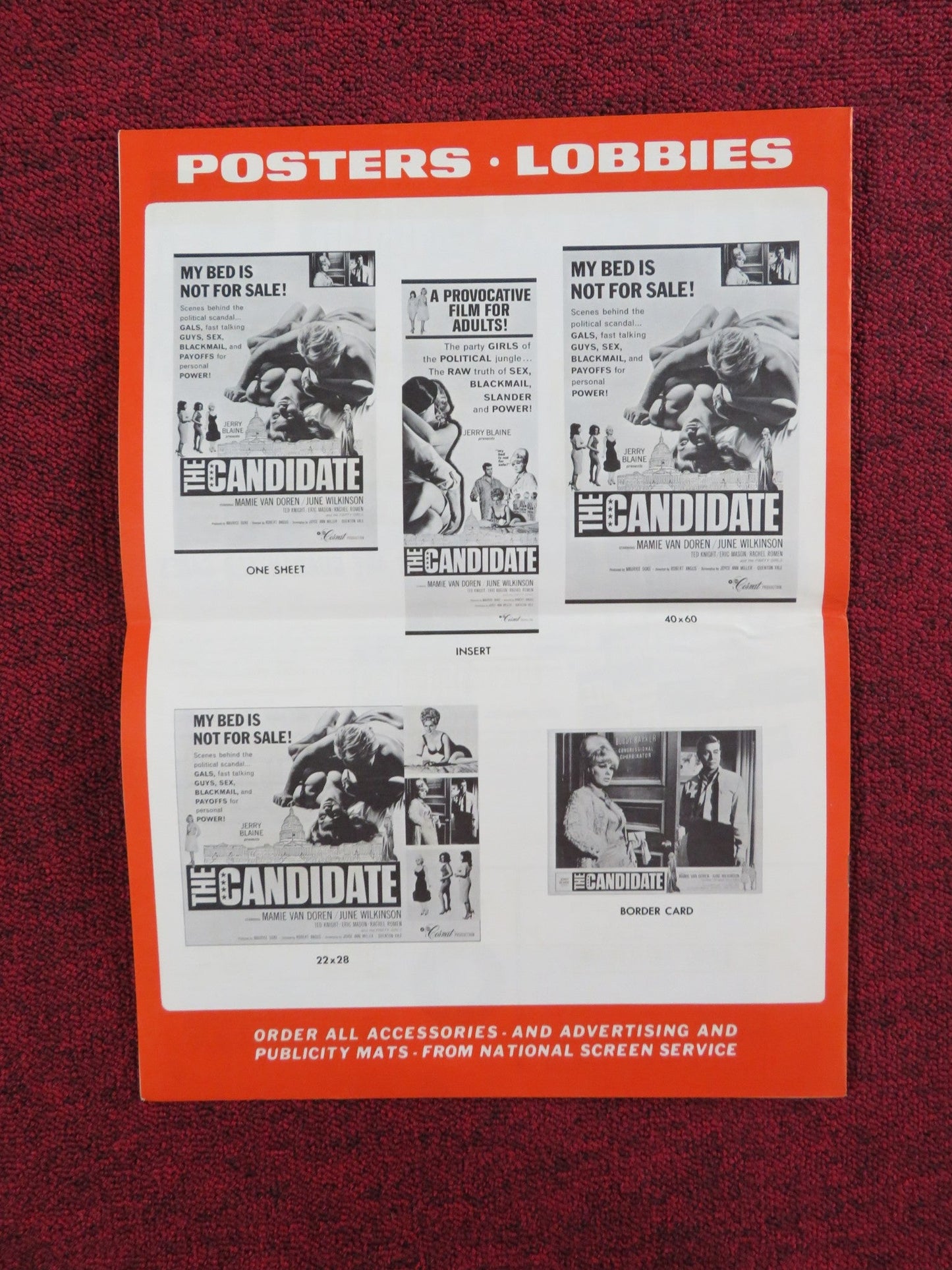 PARTY GIRLS FOR THE CANDIDATE UNCUT PRESS BOOK FOLDED MAMIE VAN DOREN 1964 Rendezvous Cinema Movie posters