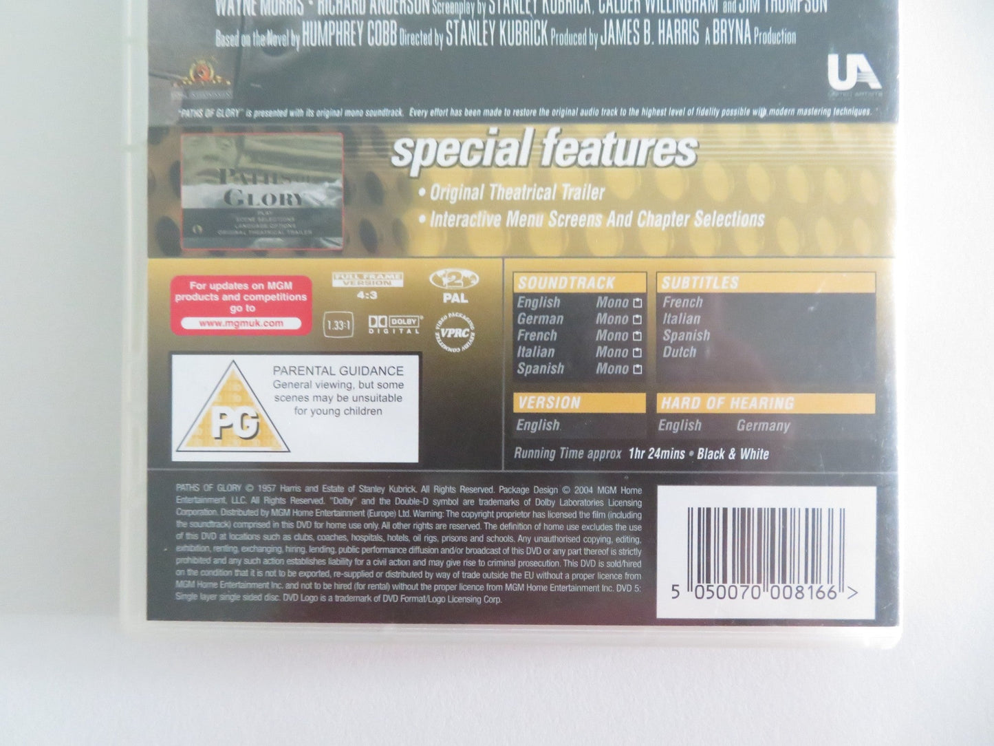 PATHS OF GLORY (DVD) KIRK DOUGLAS RALPH MEEKER 1957 REGION 2 Movie posters