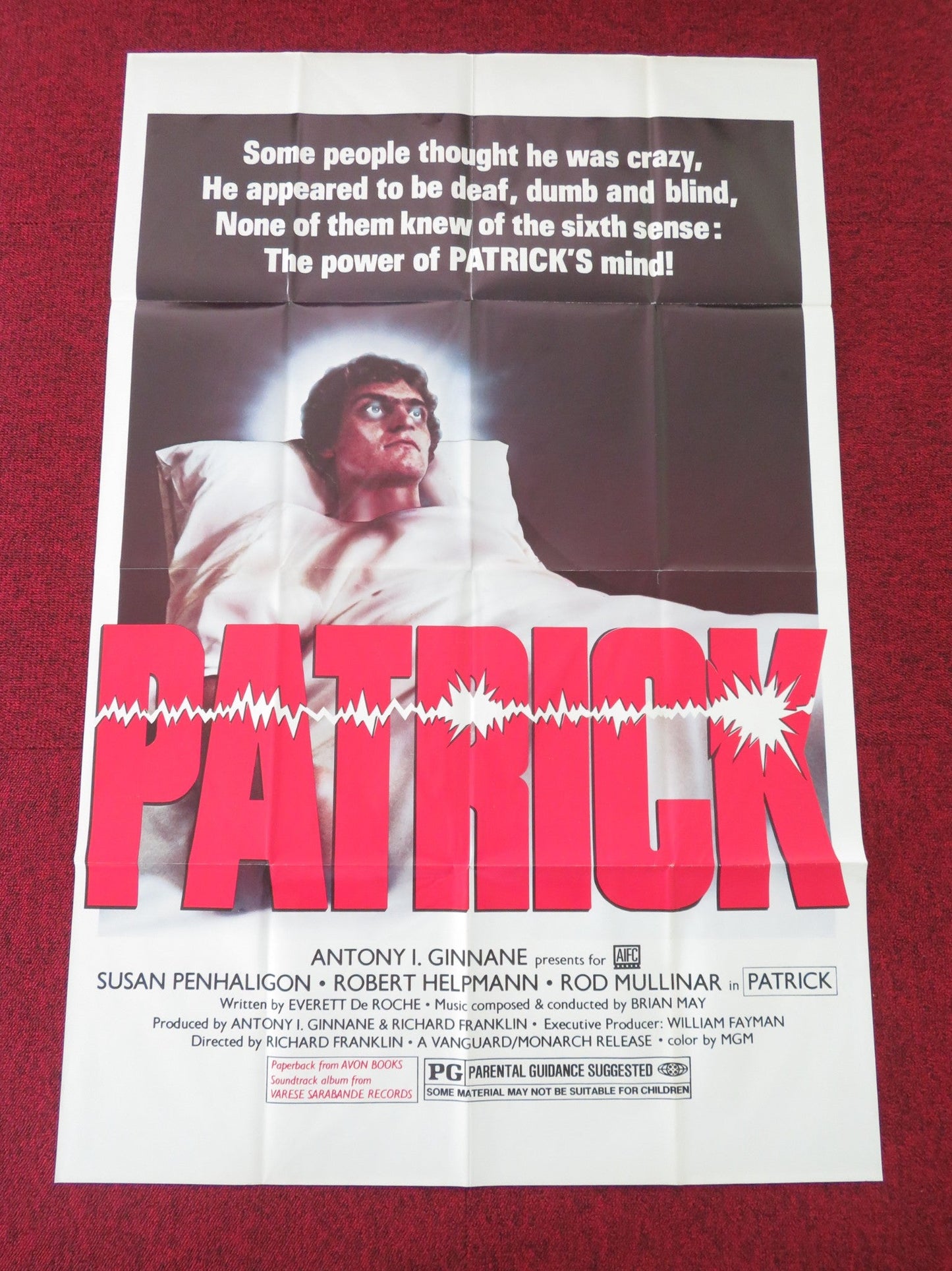 PATRICK FOLDED US ONE SHEET POSTER SUSAN PENHALIGON ROBERT HELPMANN 1978 Movie posters