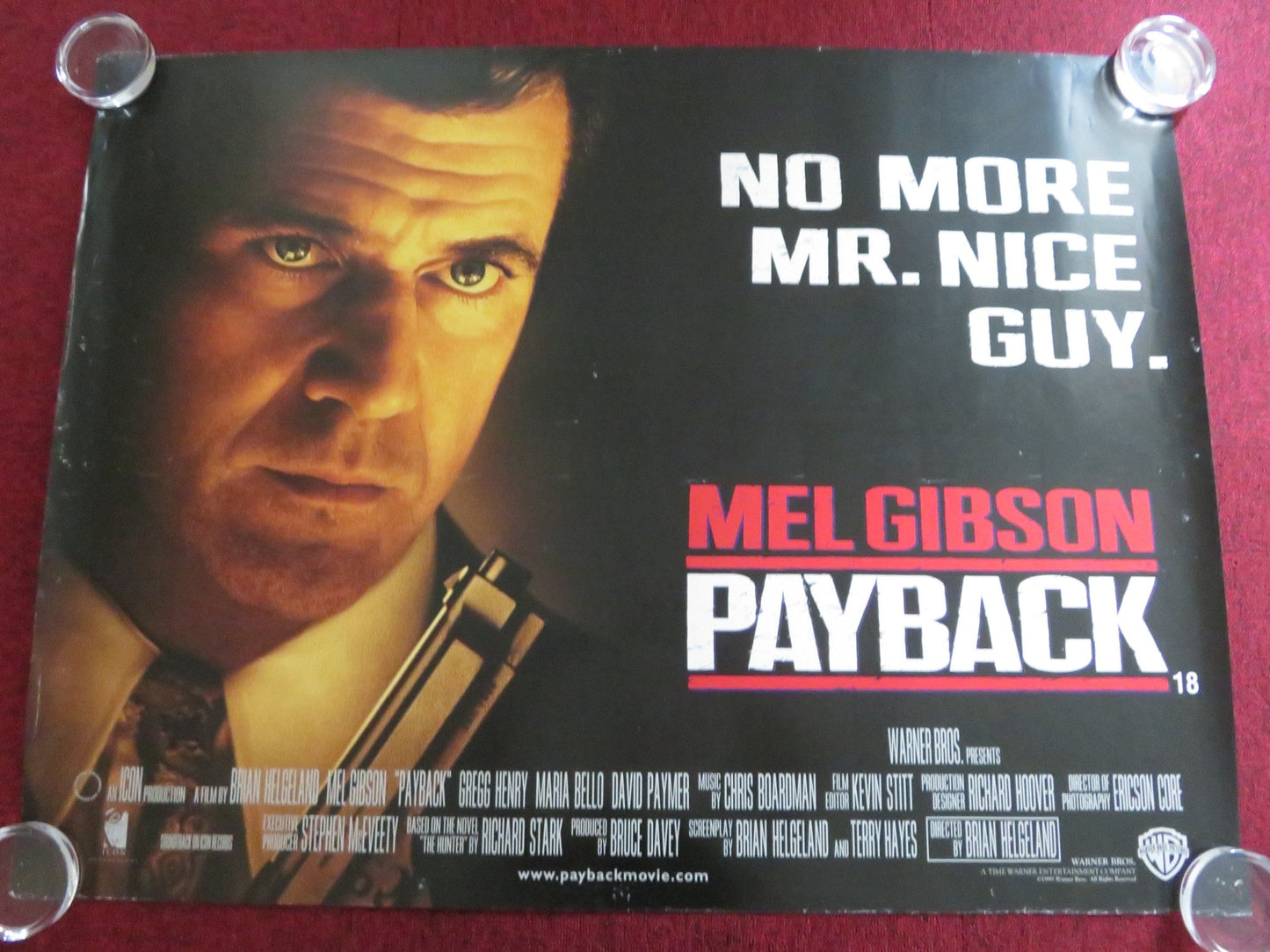 PAYBACK UK QUAD ROLLED POSTER MEL GIBSON GREGG HENRY 1999 Rendezvous Cinema Movie posters