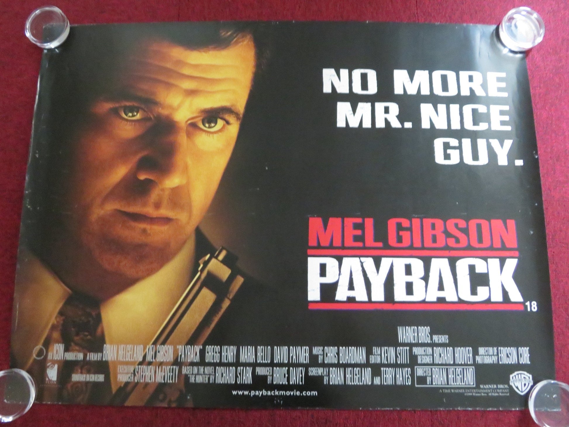 PAYBACK UK QUAD ROLLED POSTER MEL GIBSON GREGG HENRY 1999 Rendezvous Cinema Movie posters