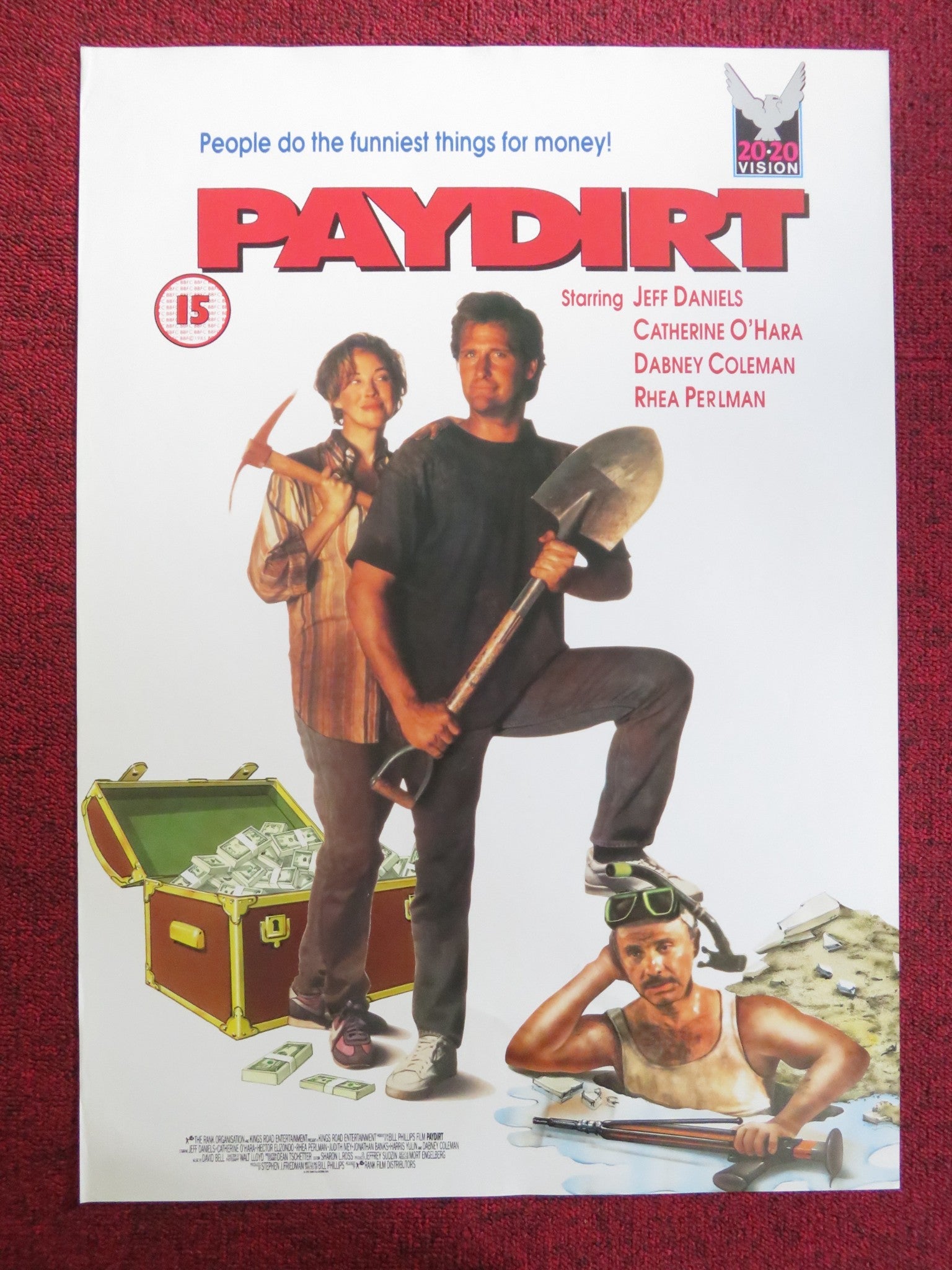 PAYDIRT VHS VIDEO POSTER JEFF DANIELS CATHERINE O'HARA 1992 Rendezvous Cinema Movie posters