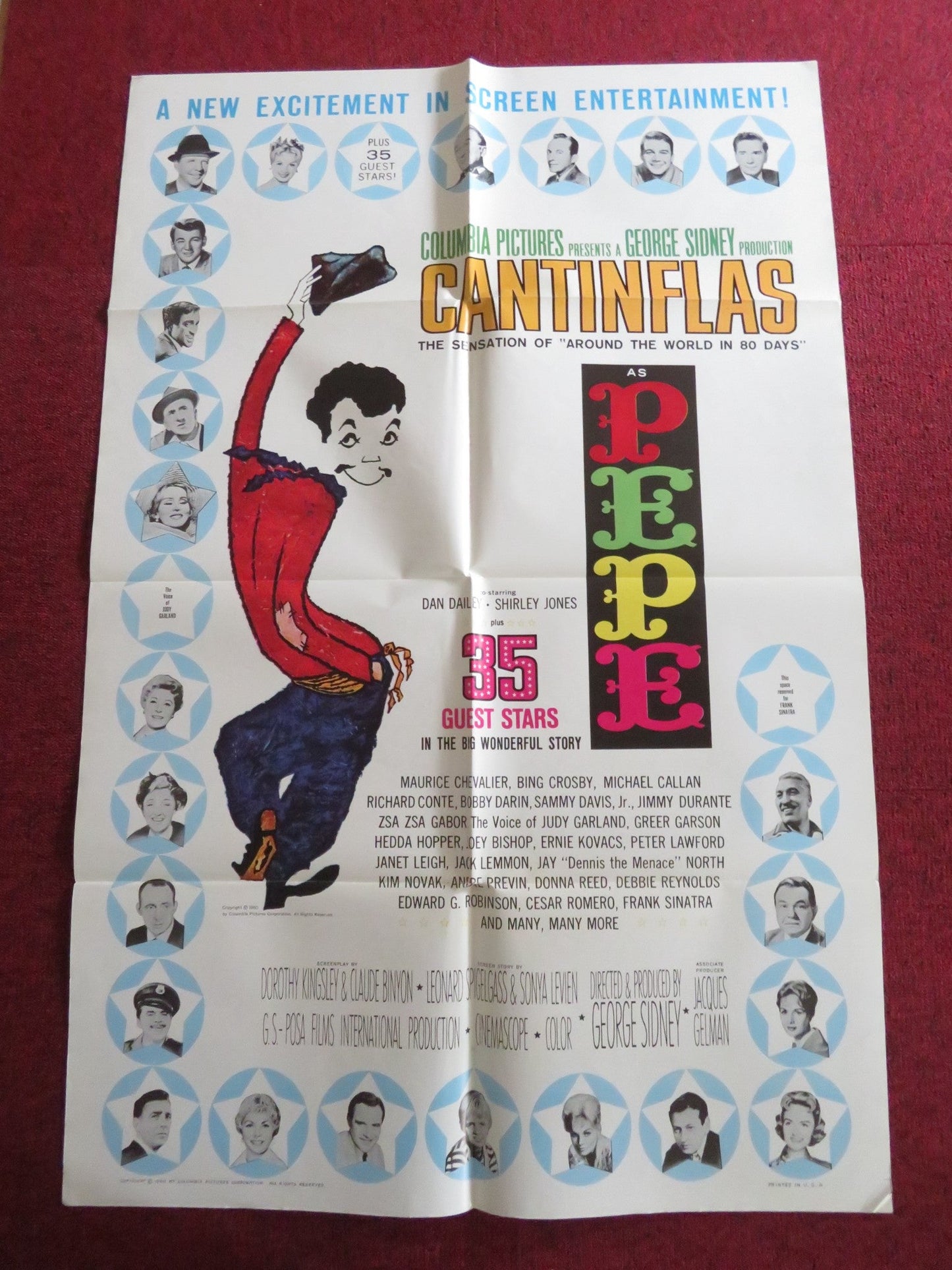 PEPE FOLDED US ONE SHEET POSTER CANTINFLAS BING CROSBY BOBBY DARIN 1960 Rendezvous Cinema Movie posters