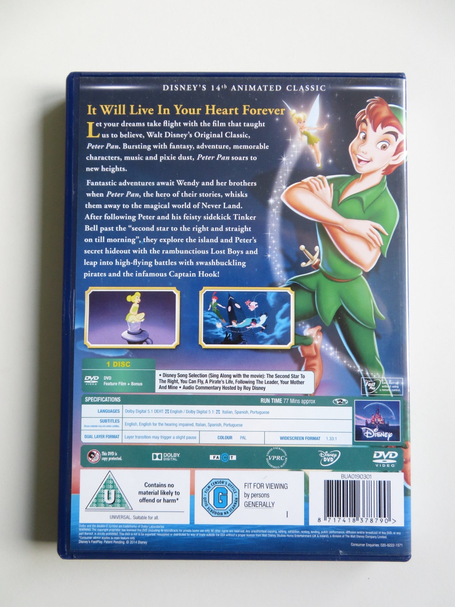PETER PAN - B (DVD) DISNEY BOBBY DRISCOLL KATHRYN BEAUMONT 1953 REGION 2 - Rendezvous Cinema