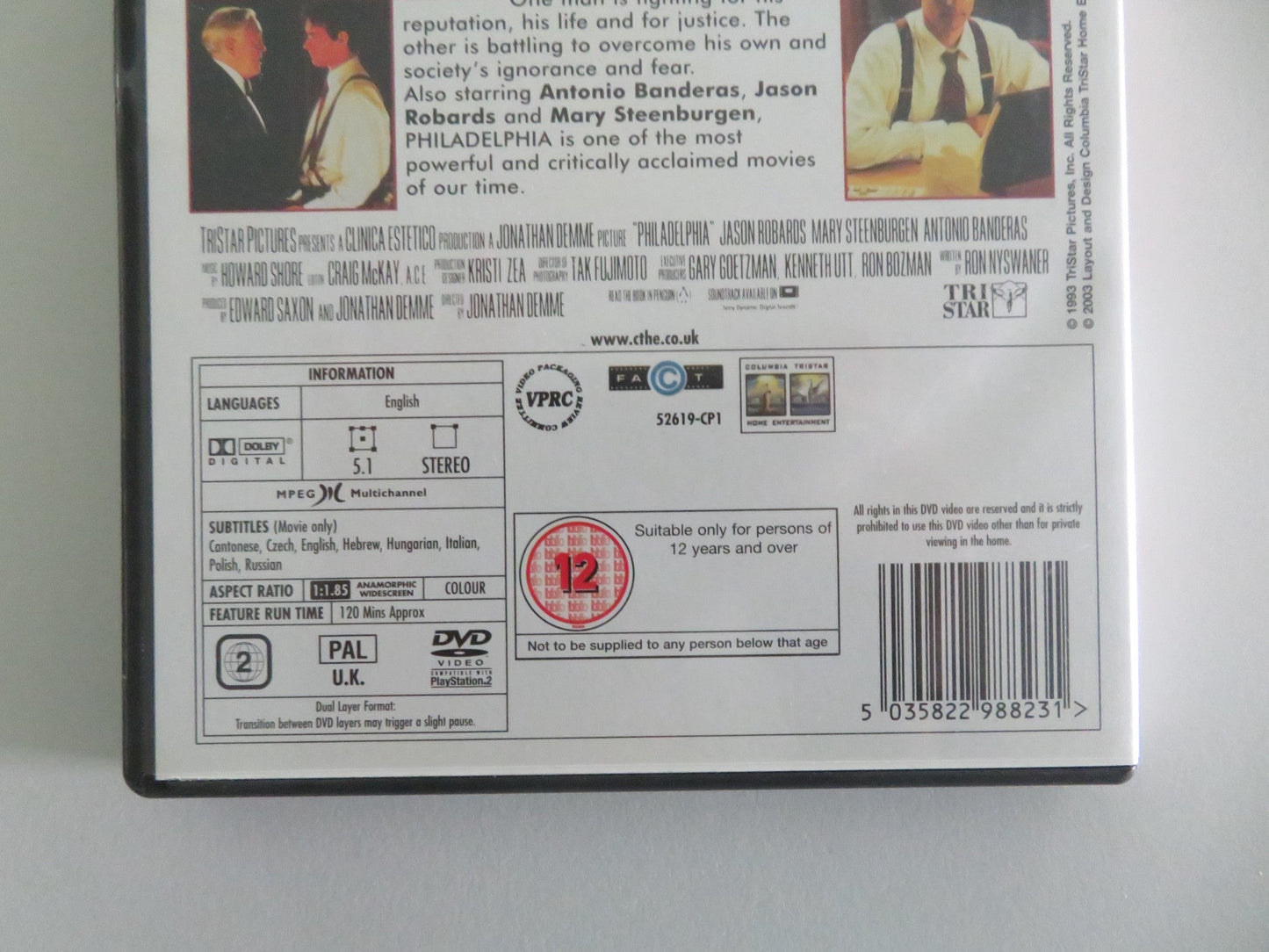 PHILADELPHIA (DVD) TOM HANKS DENZEL WASHINGTON 1993 REGION 2 Movie posters