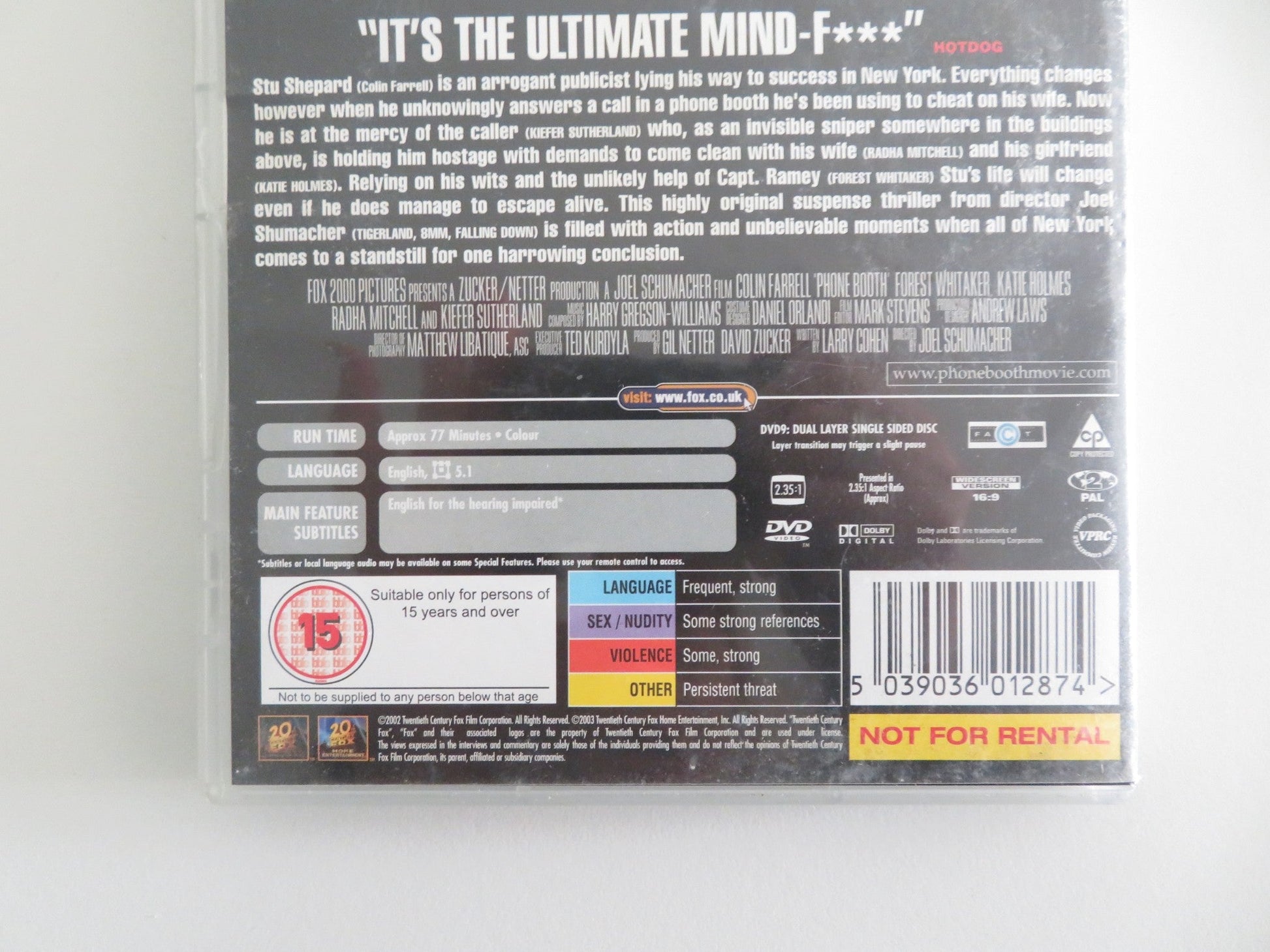 PHONE BOOTH (DVD) COLIN FARRELL FOREST WHITAKER 2002 REGION 2 Movie posters