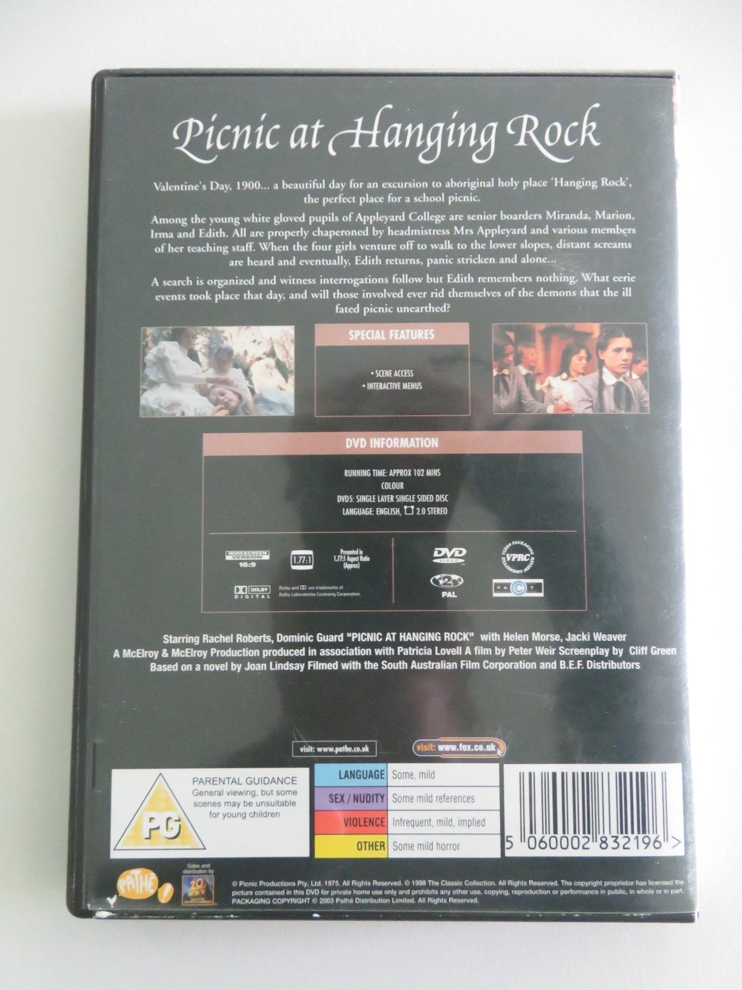 Picnic at Hanging Rock (DVD) Rachel Roberts Helen Morse 1975 Region 2 Movie posters