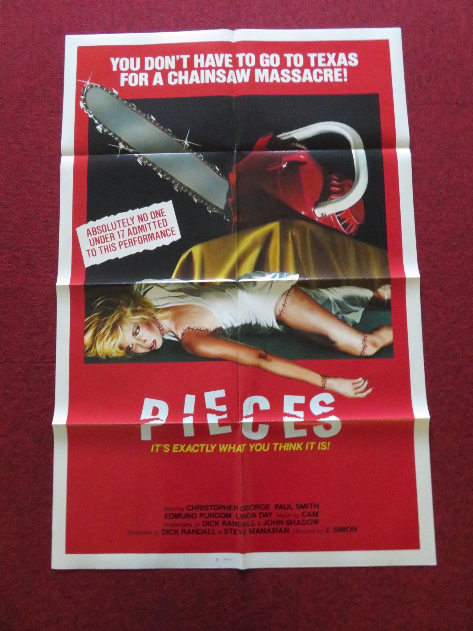 PIECES FOLDED US ONE SHEET POSTER CHRISTOPHER GEORGE LYNDA DAY GEORGE 1982 Movie posters
