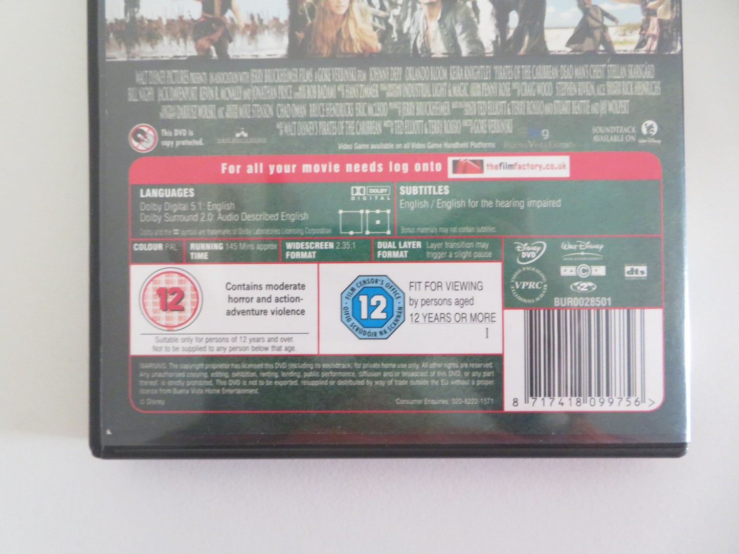 PIRATES OF THE CARIBBEAN: DEAD MAN'S CHEST - B - 2 DISCS (DVD) 2006 REGION 2 - Rendezvous Cinema