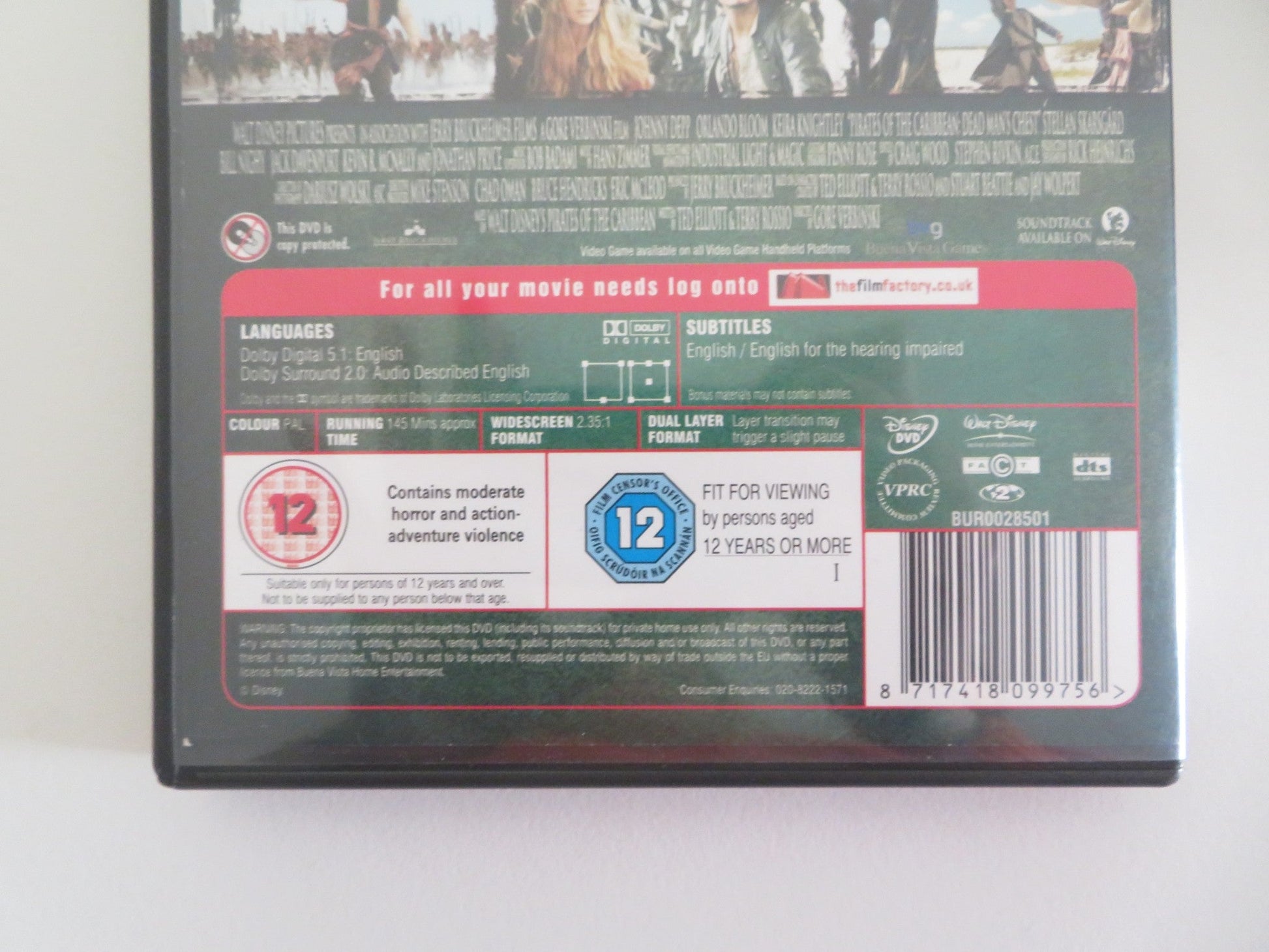 PIRATES OF THE CARIBBEAN: DEAD MAN'S CHEST - B - 2 DISCS (DVD) 2006 REGION 2 - Rendezvous Cinema