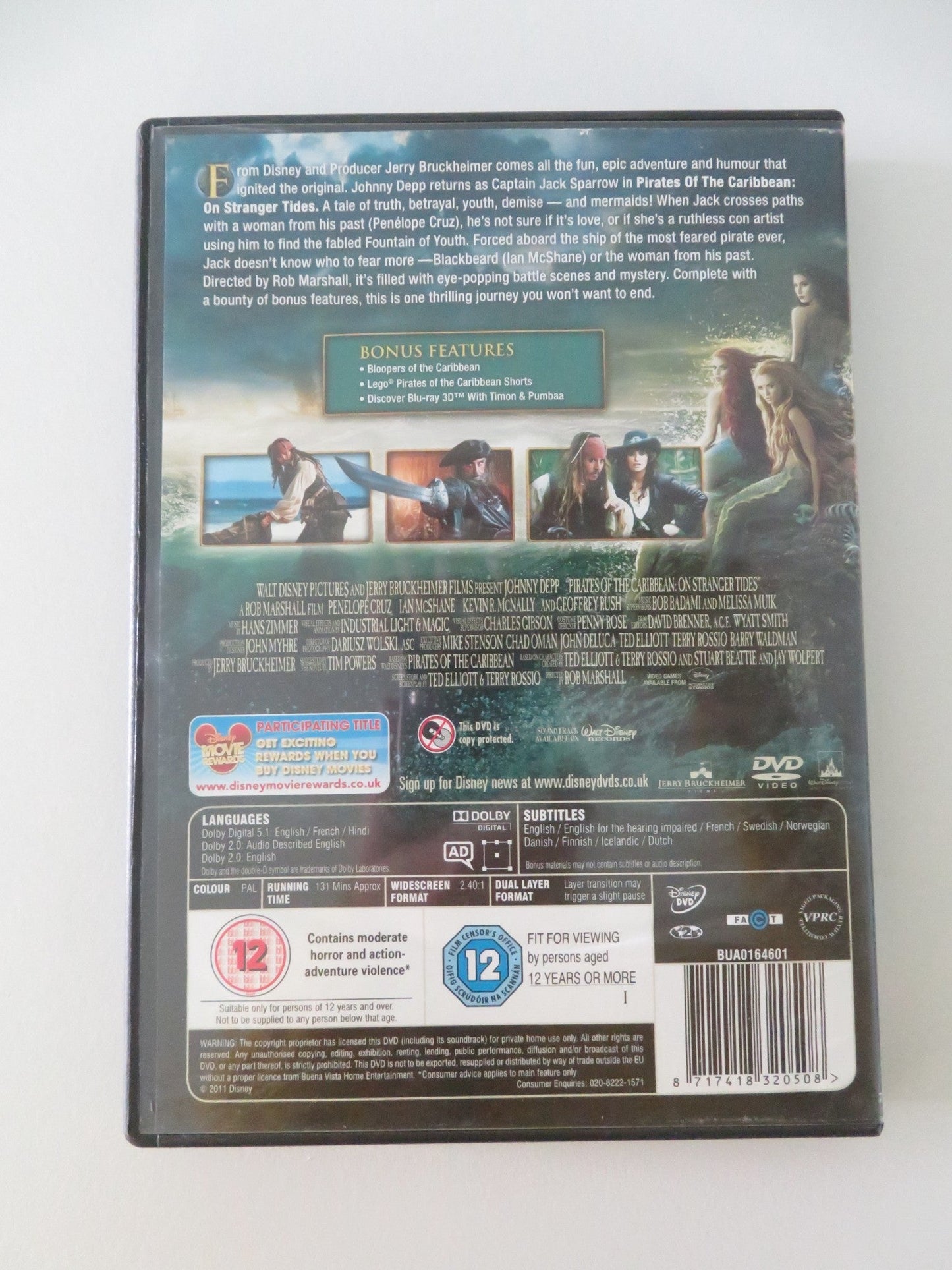 PIRATES OF THE CARIBBEAN: ON STRANGER TIDES (DVD) DISNEY J. DEPP 2011 REGION 2 Movie posters