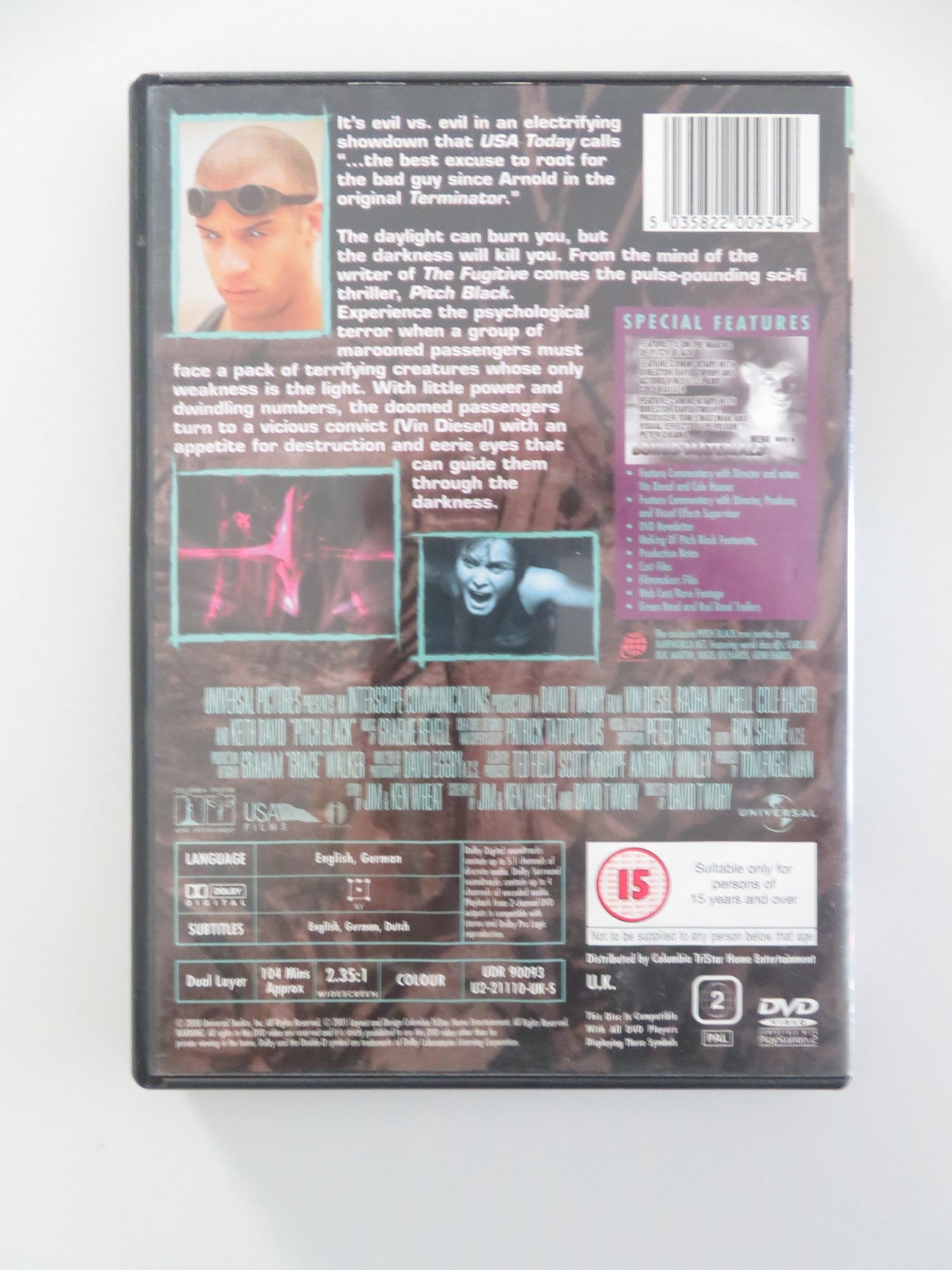 PITCH BLACK (DVD) VIN DIESEL RADHA MITCHELL 2000 REGION 2 Movie posters