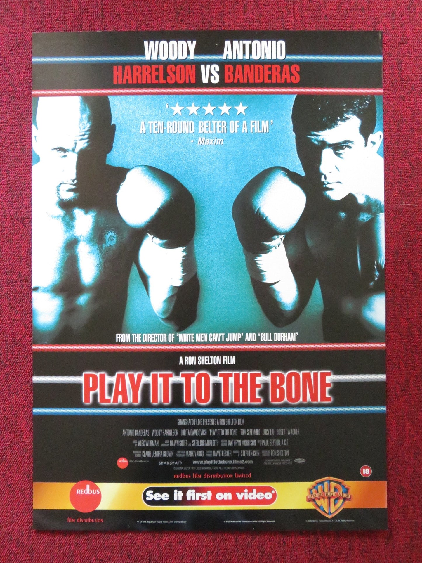 PLAY IT TO THE BONE VHS VIDEO POSTER WOODY HARRELSON ANTONIO BANDERAS 2000 Rendezvous Cinema Movie posters