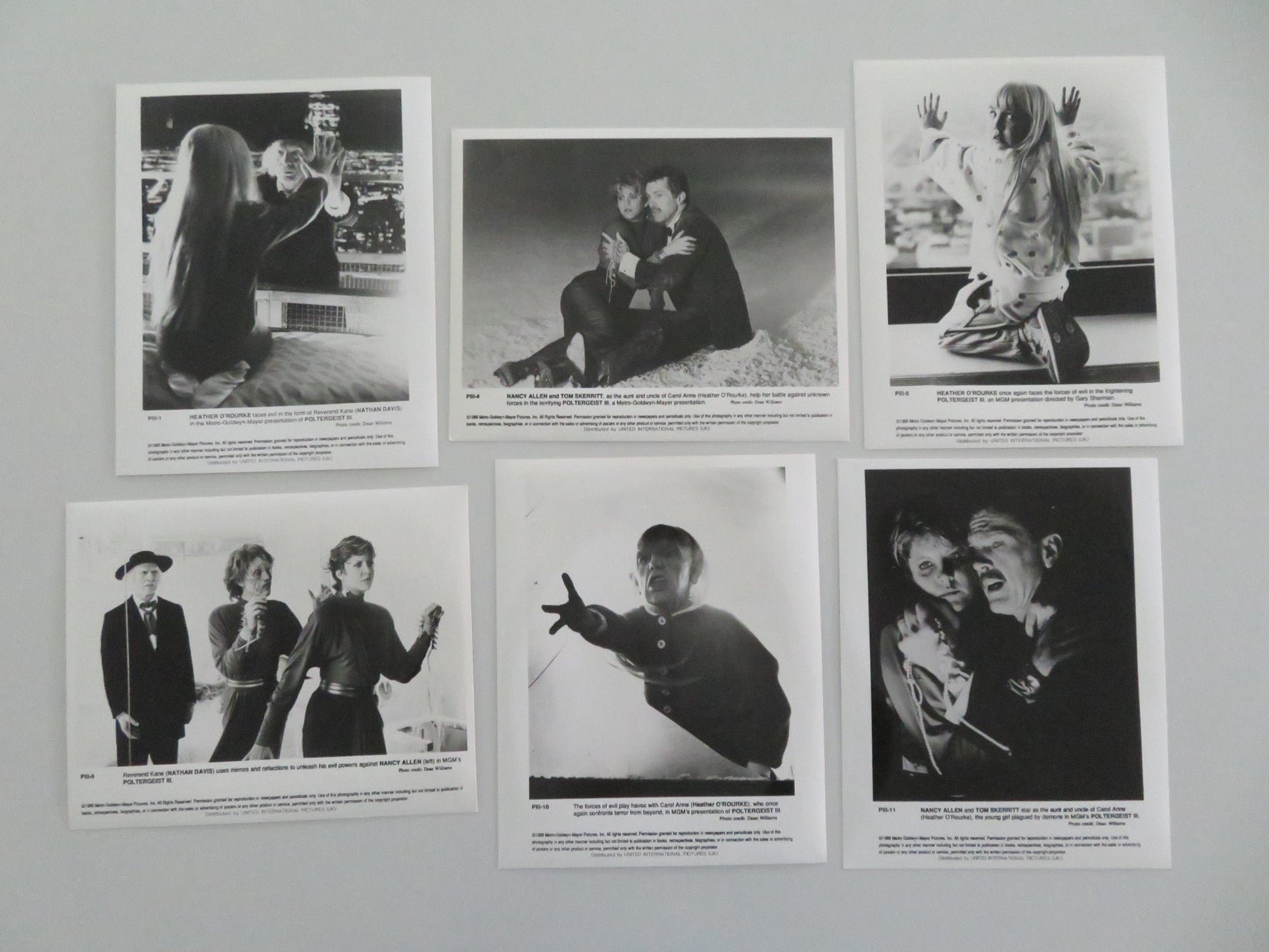 POLTERGEIST III MOVIE STILL PHOTO LOT OF 6 TOM SKERITT HEATHER O'ROURKE 1988 Movie posters